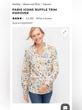 Talbots Paris Icons Ruffle Trim Popover